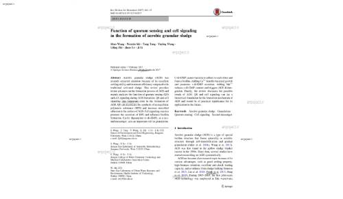 Function of quorum sensing and cell signaling in the formation of aerobic granular sludge